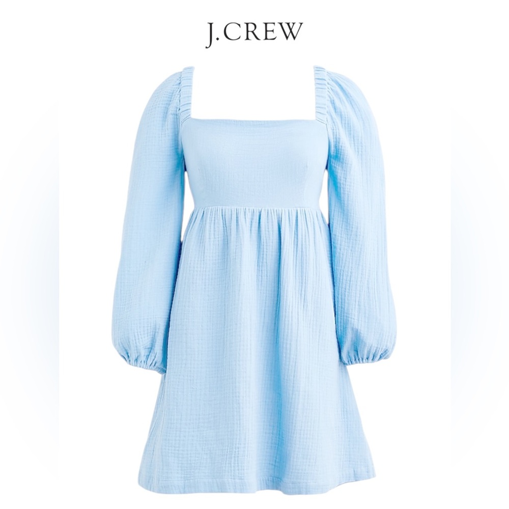 J. Crew EUC Squareneck Soft Gauze Dress Size 2x Light Blue